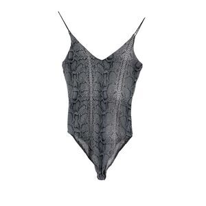 Python Body Suit Gray Womens Size XS Gaze Top V Neck Stretch Spaghetti Strap